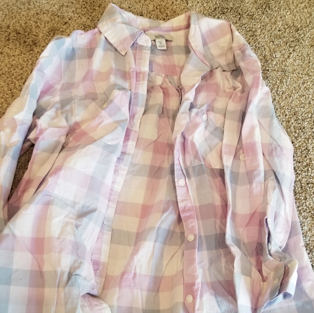 Plaid button down top